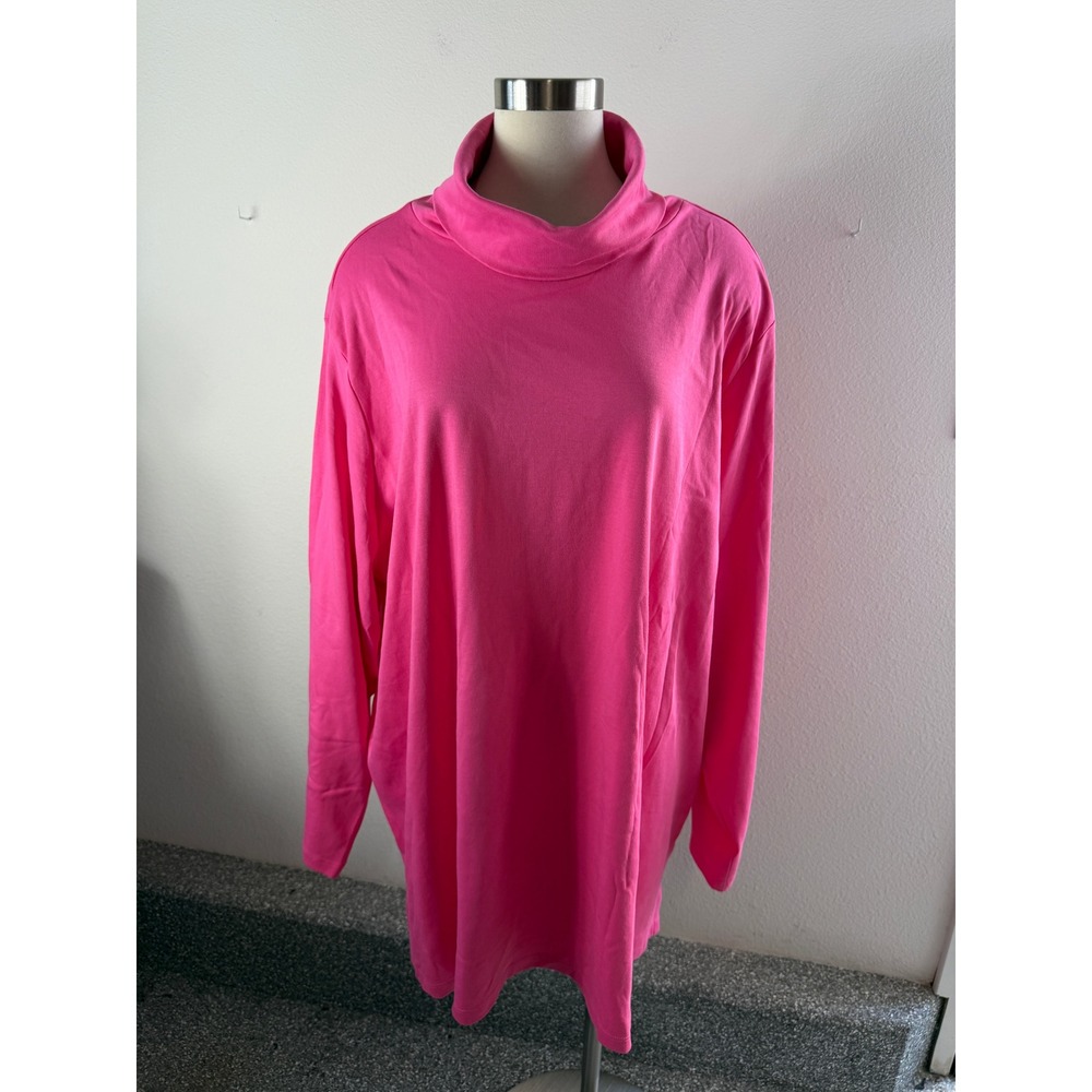 Isaac Mizrahi Live Essentials Womens Plus 5X Pima Cotton Turtleneck Tunic Top